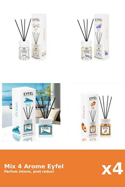 Eyfel Set 4 Mix Eyfel: 1x Bumbac, 1x Ocean, 1x Orhidee, 1x Piersica