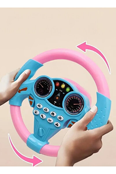 Yallabena لعبة عجلة قيادة محاكاة للأطفال الصغار في المقعد الخلفي للسيارة - وردي