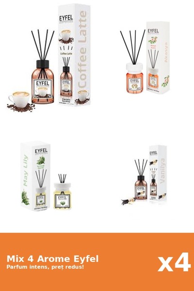 Eyfel Set 4 Mix Eyfel: 1x Acacia, 1x Cafea, 1x Lacramioare, 1x Vanilie