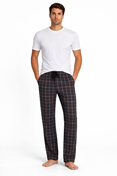 Pemilo Men's Patterned Pocketed 100% Cotton Single Bottom Pants