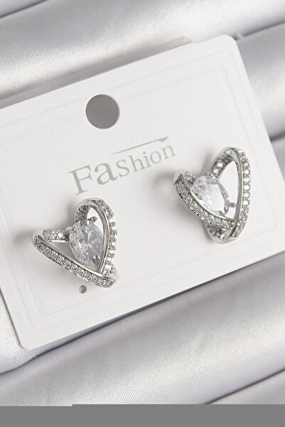 online kapsulavm avm alışveriş Brass Silver Color Zircon Stone Heart Model Wo...
