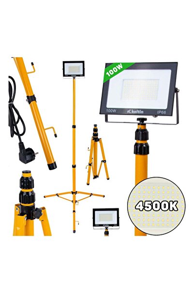 GEKO PROIECTOR, LAMPA DE LUCRU LED 100W CU STATIV REGLABIL 60-160 CM, ALB NEU...