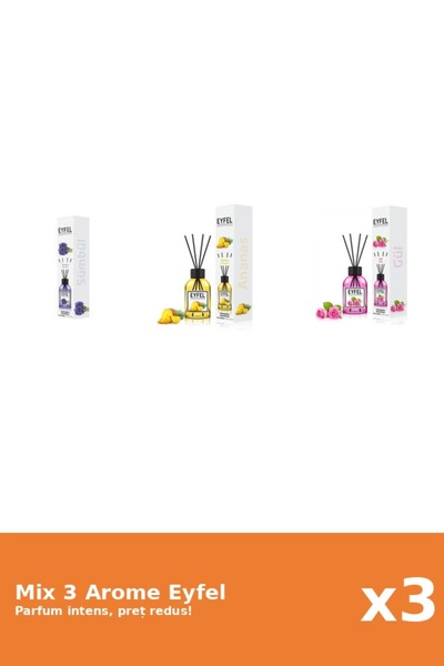 Eyfel Set 3 Mix Eyfel: 1x Ananas, 1x Trandafir, 1x Zambile