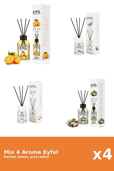 Eyfel Set 4 Mix Eyfel: 1x Bumbac, 1x Nuca De Cocos, 1x Orhidee, 1x Portocala