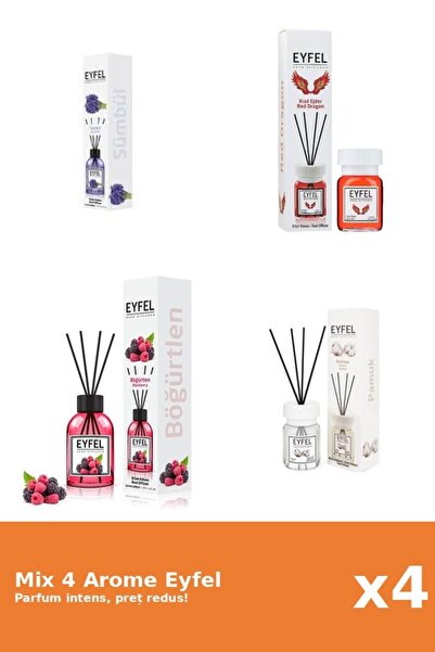 Eyfel Set 4 Mix Eyfel: 1x Bumbac, 1x Fructe De Padure, 1x Red Dragon, 1x Zambile