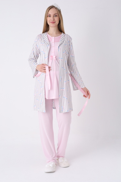 ERDENİZ TEKSTİL Women's Maternity & Pregnancy 3-Piece Pajama Set - with Dress...