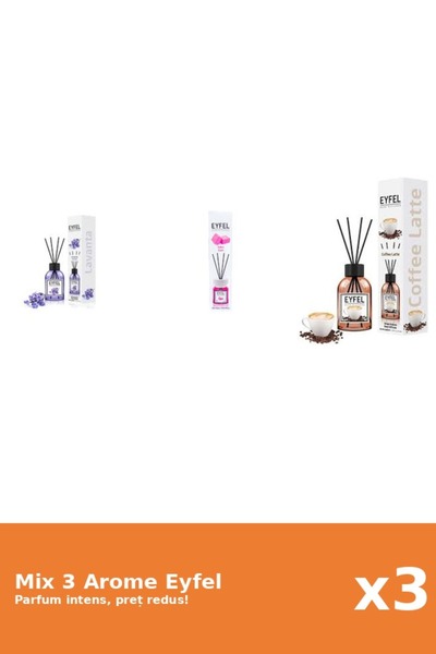 Eyfel Set 3 Mix Eyfel: 1x Bubble Gum, 1x Cafea, 1x Lavanda