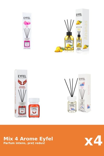 Eyfel Set 4 Mix Eyfel: 1x Ananas, 1x Bubble Gum, 1x Orhidee, 1x Red Dragon