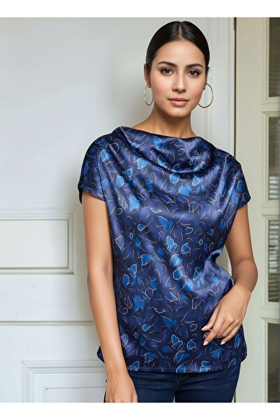 MAMAYAGA Women's Degaye Collar Satin Viscose Short Sleeve Sport Stylish Patte...