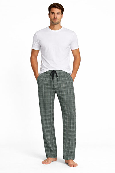 Pemilo Men's Patterned Pocketed 100% Cotton Single Bottom Pants