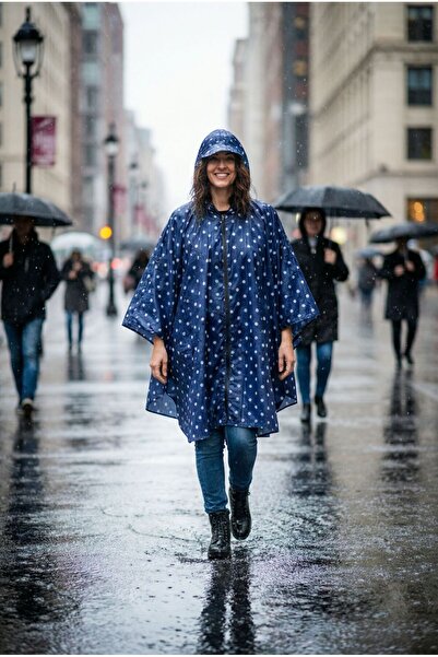 kozagen Kadın Yağmurluk Panço, Su Geçirmez Kapüşonlu Uzun Spor Yağmurluk, Tes...