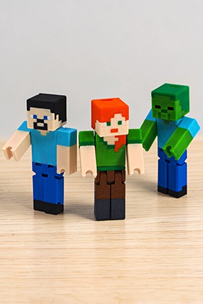 Hunga Minecraft - Steve - Zombi - Alex Figür Seti - Oyuncak