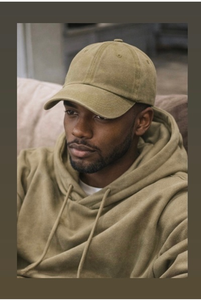 myDea Beige Washed Men's Hat – Natural Tone Oversized Basic