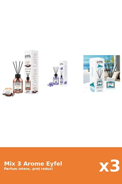 Eyfel Set 3 Mix Eyfel: 1x Cafea, 1x Lavanda, 1x Ocean