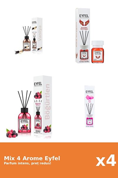 Eyfel Set 4 Mix Eyfel: 1x Bubble Gum, 1x Fructe De Padure, 1x Red Dragon, 1x ...