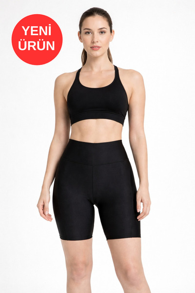 soft&basic سروال قصير نسائي من قماش إنترلوك عالي الخصر مقاس كبير T يبرز انحنا...