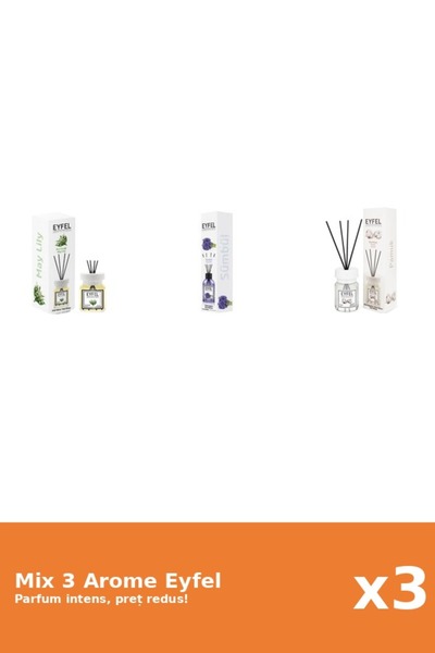 Eyfel Set 3 Mix Eyfel: 1x Bumbac, 1x Lacramioare, 1x Zambile