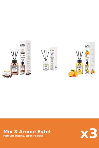 Eyfel Set 3 Mix Eyfel: 1x Cafea, 1x Orhidee, 1x Portocala