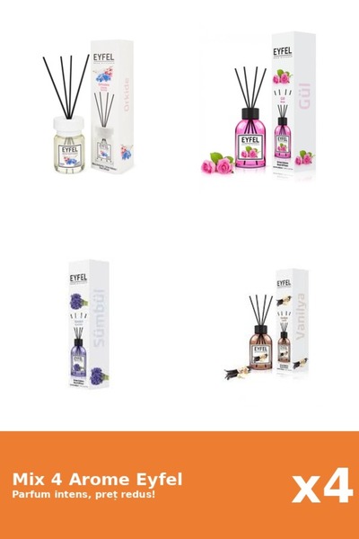 Eyfel Set 4 Mix Eyfel: 1x Orhidee, 1x Trandafir, 1x Vanilie, 1x Zambile