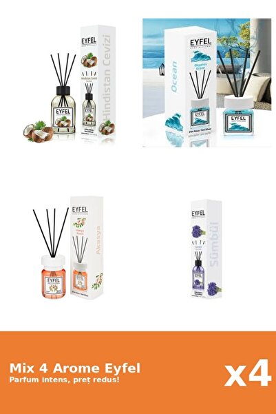 Eyfel Set 4 Mix Eyfel: 1x Acacia, 1x Nuca De Cocos, 1x Ocean, 1x Zambile