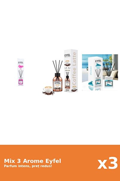 Eyfel Set 3 Mix Eyfel: 1x Bubble Gum, 1x Cafea, 1x Ocean