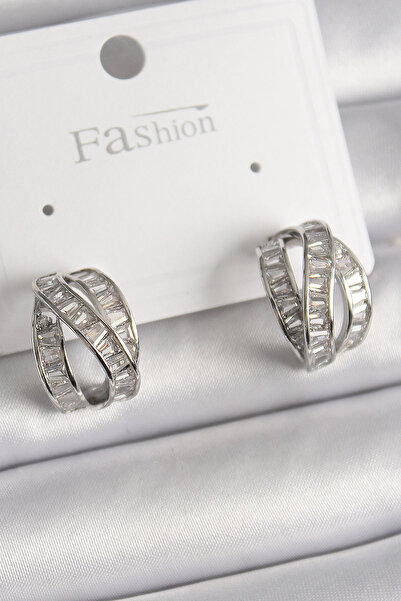 online kapsulavm avm alışveriş Brass Silver Color Zircon Stone Knot Hoop Mode...