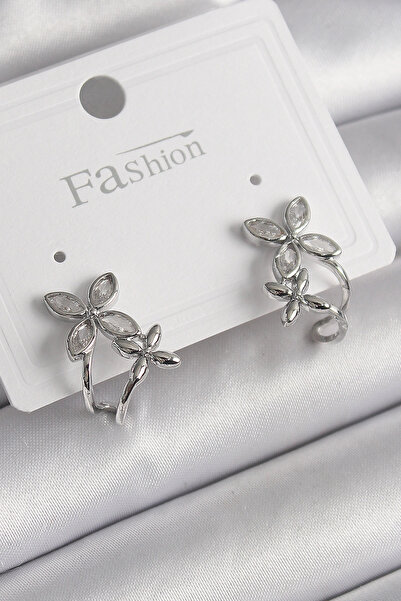 online kapsulavm avm alışveriş Brass Silver Color Zircon Stone 2-Piece Flower...