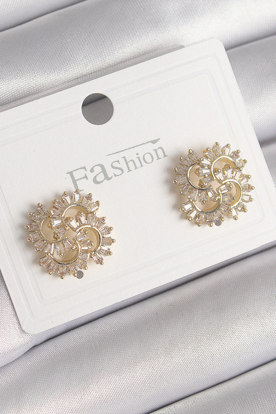 online kapsulavm avm alışveriş Brass Gold Color Zircon Stone Clover Model Wom...