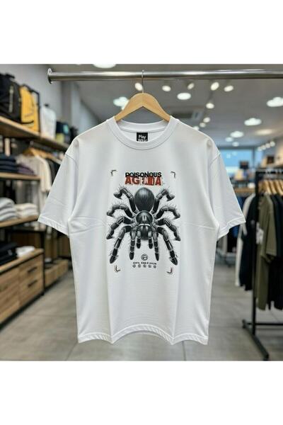 playwear Tricou cu gât rotund, cu imprimeu Păianjen Otrăvitor, 100% bumbac, c...