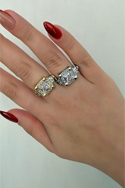 Store Diva Charm Kadı Square Baguette Ring