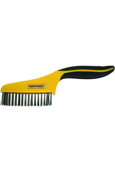 Top Master Pro Wire Brush with Bi-Material Handle 4x16 Stainless Steel