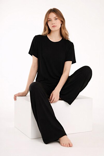 BONJOUR MADAME Πλεκτό σετ πιτζάμες με κοντό μανίκι από βισκόζη BM-1769