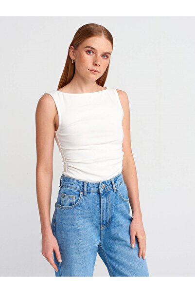 Coral Side Gathered Tank Top 31589 Ecru