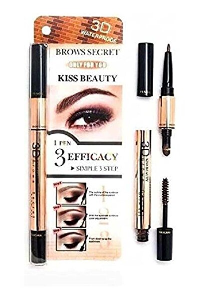 Kiss Beauty 3-in-1 Waterproof Eyebrow Kit with Eyebrow Pencil, Powder, and Ma...