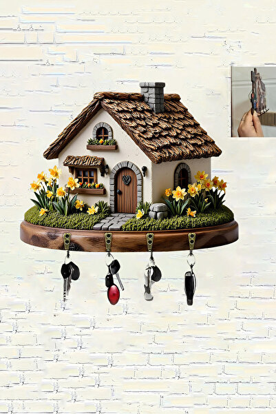 kutuTR Dekoratif 3D Tasarım Ahşap Anahtarlık Askılığı – 28x18 cm Duvar Askısı
