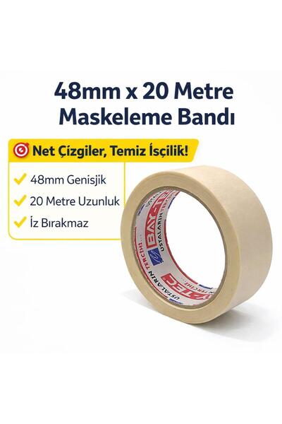 ÖRNEK MAĞAZA Maskeleme Bandı Kağıt Bant Boya Bantı (48mm x20mt)