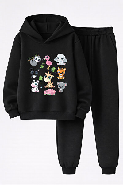 MAGORS Zoo Printed 3-Yarn Quality Sweatshirt and Sweatpants Kids' Top-Bottom Set