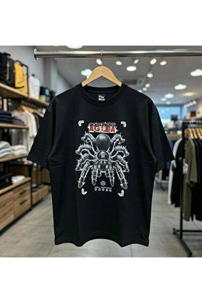 playwear Tricou cu gât rotund, cu imprimeu Păianjen Otrăvitor, 100% bumbac, c...