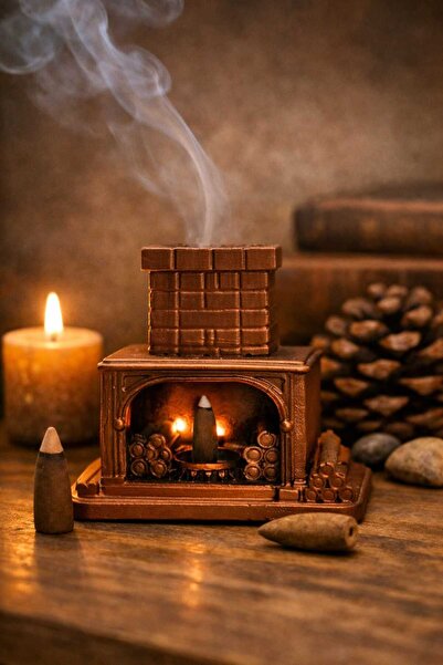 Home 🔥 El Yapımı Mini Şömine Tütsülük 12x12 cm – Taş Tozu Dekoratif Obje – K...