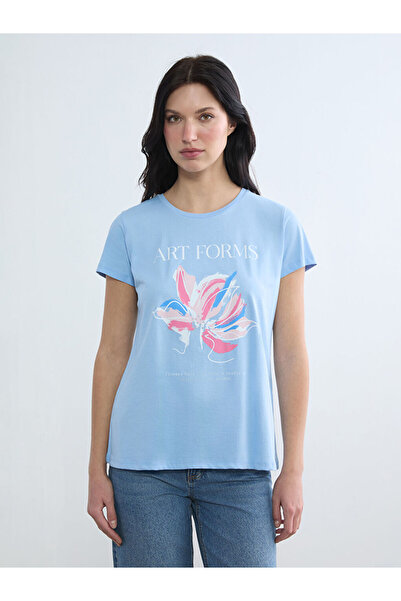 LC Waikiki RMZ GİYİM FARKIYA تي شيرت نسائي مطبوع بياقة روبا