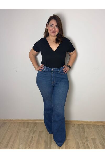 Store Büyükbeden Rahat Ful Likralı Jean