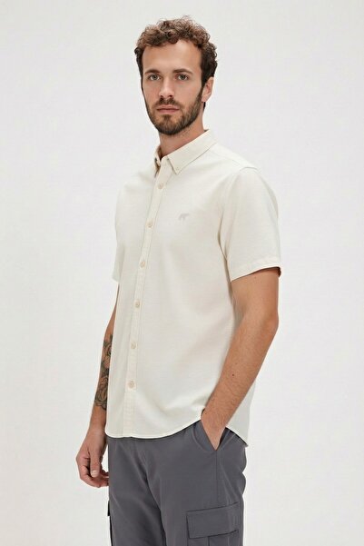 Bad Bear Men's Short Sleeve Shirt Plant Basic Ecru