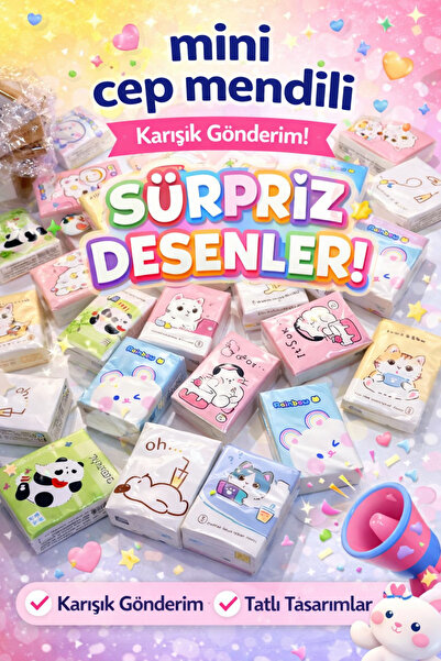 Mode Cool Mini Cep Mendili – Cep Boy Kağıt Mendil | Karışık Gönderim Tatlı Ta...