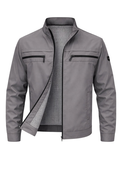 SİVAİST Gray Men's Cotton Polyester Blended Double Chest Zippered Water and W...