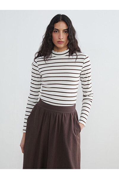 LC Waikiki Rmz Gi̇yi̇m Farkliyla Ruffled Judge Roba Collar Striped Women's Bo...