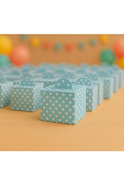 olukmar Lokum Kutusu Mavi Puantiyeli 50'li Paket Mevlüt,Sünnet,Bayram ve Özel...