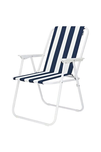 Generic Camping and Beach Chair, Foldable, 52x58x72 cm White and Blue
