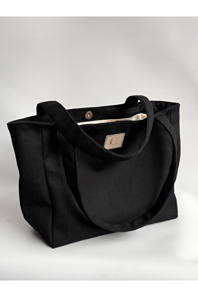 soare shop Siyah kanvas omuz çantası