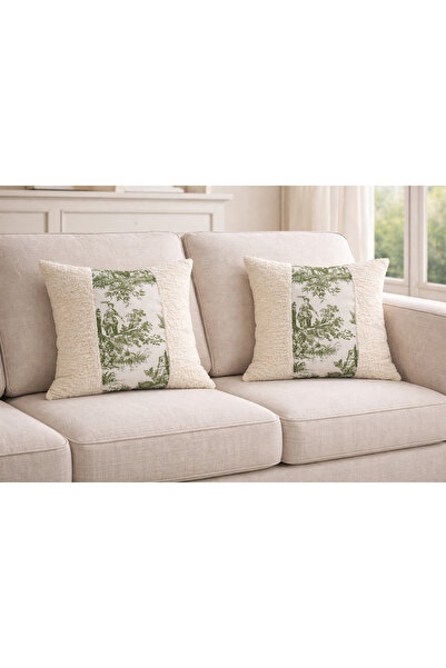 Diva Home قطعتان من غطاء الوسادة بنمط ريفي فرنسي و وبري قطعة من غطاء الوسادة ...