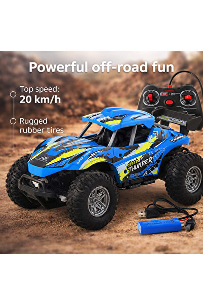 LEAN Remote control off-road car 1:16 blue with big wheels 3 years+